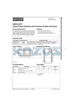 DM74LS377WMX datasheet - Octal D Flip-Flop with Common Enable and Clock