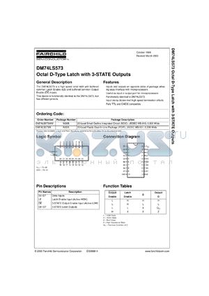 DM74LS573WMX datasheet - Octal D-Type Latch with 3-STATE Outputs