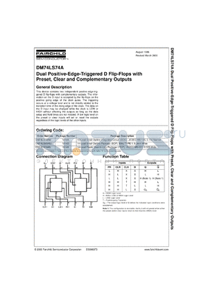 DM74LS74AMX datasheet - Dual Positive-Edge-Triggered D Flip-Flop with Preset Clear and Complementrary Outputs