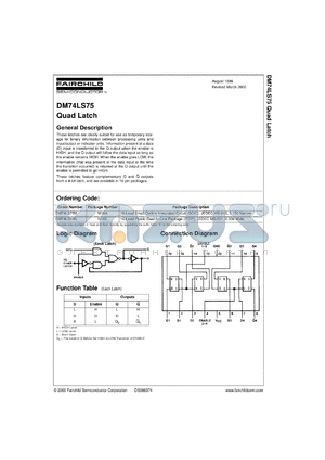 DM74LS75CW datasheet - Quad Latch