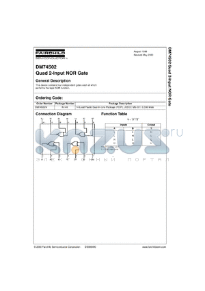 DM74S02CW datasheet - Quad 2-Input NOR Gate