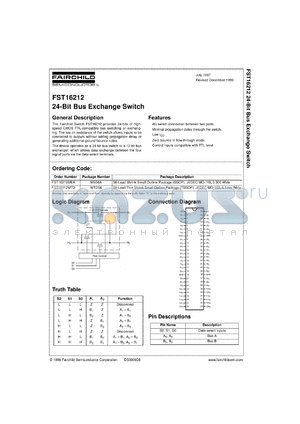 FST16212CW datasheet - 24-Bit Bus Exchange Switch