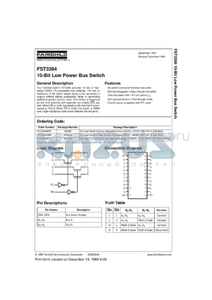 FST3384WMX datasheet - 10-Bit Low Power Bus Switch