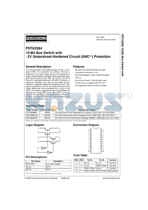 FSTU3384MTCX datasheet - 10-Bit Bus Switch with -2V Undershoot Hardened Circuit (UHC) Protection