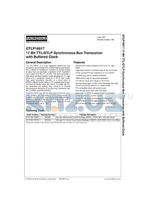 GTLP16617MTDX datasheet - 17-Bit TTL/GTLP Synchronous Bus Transceiver with Buffered Clock