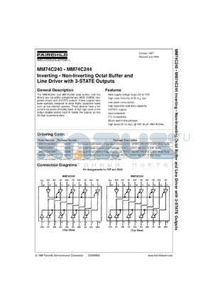 MM74C244WMX datasheet - Non-Inverting Octal Buffer and Line Driver with 3-STATE Outputs