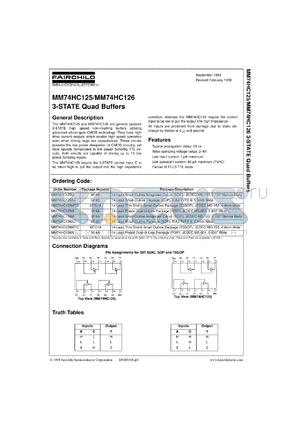 MM74HC126MTCX datasheet - 3-STATE Quad Buffers