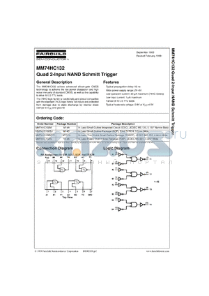 MM74HC132SJX datasheet - Quad 2-Input NAND Schmitt Trigger