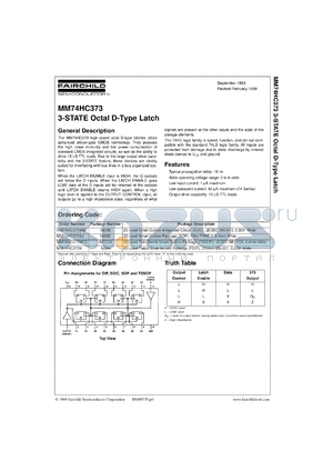 MM74HC373SJX datasheet - 3-STATE Octal D-Type Latch