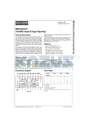 MM74HC374WMX datasheet - 3-STATE Octal D-Type Flip-Flop