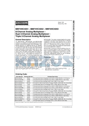 MM74HC4051CW datasheet - 8-Channel Analog Multiplexer