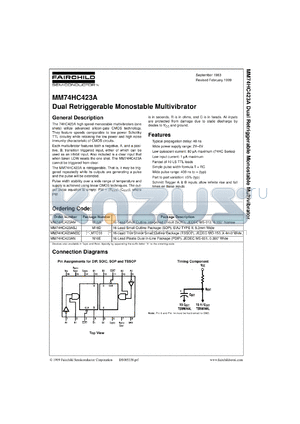 MM74HC423AMX datasheet - Dual Retriggerable Monostable Multivibrator