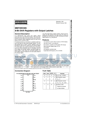 MM74HC595MX datasheet - 8-Bit Shift Registers with Output Latches