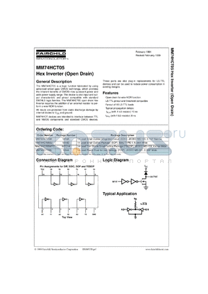 MM74HCT05SJX datasheet - Hex Inverter (Open Drain)