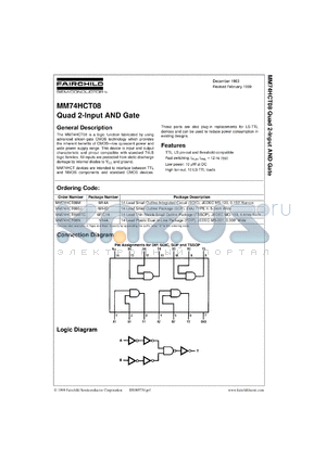 MM74HCT08MX datasheet - Quad 2-Input AND Gate