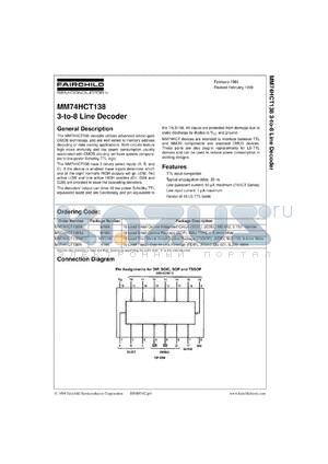 MM74HCT138SJX datasheet - 3-to-8 Line Decoder