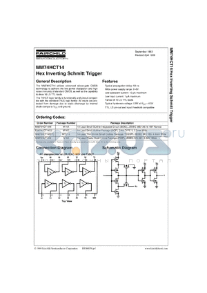 MM74HCT14SJX datasheet - Hex Inverting Schmitt Trigger