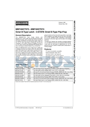 MM74HCT574CW datasheet - 3-STATE Octal D-Type Flip-Flop