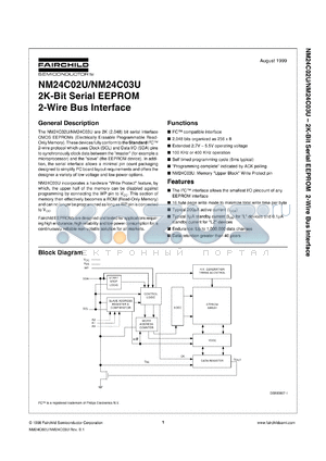 NM24C02UFEN datasheet - 2K-bit Serial EEPROM 2-Wire Bus Interface
