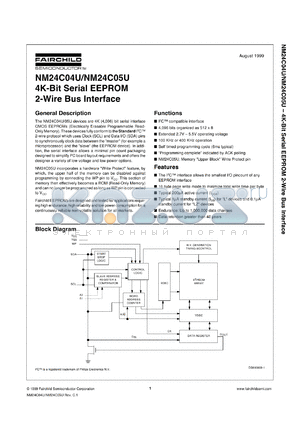 NM24C04ULEM8 datasheet - 4K-bit Serial EEPROM 2-Wire Bus Interface