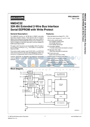 NM24C32M8 datasheet - 32K-Bit Standard 2-Wire Bus Interface Serial EEPROM with Write Protect