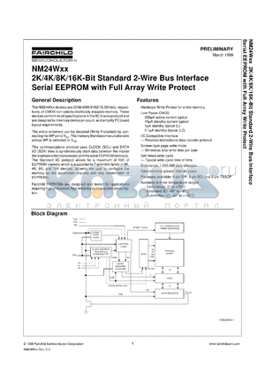 NM24W02EN datasheet - 2K/4K/8K/16K-Bit Standard 2-Wire Bus Interface Serial EEPROM with Full Array Write Protect [Advanced]