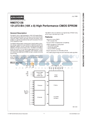 NM27C128Q90 datasheet - 131,072-Bit (16K x 8) High Performance CMOS EPROM