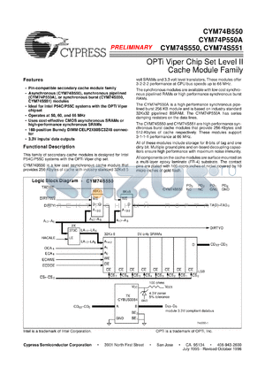 CYM74S551PM-50C datasheet - OPTi Viper Chip Set Level II Cache Module Family