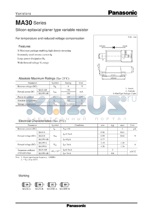 MA3Z030W datasheet - Silicon epitaxial planer type variable resistor rectifier diode