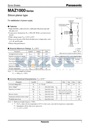 MAZ1039 datasheet - Silicon planer type zener diode