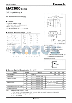 MAZ3140 datasheet - Silicon planer type zener diode