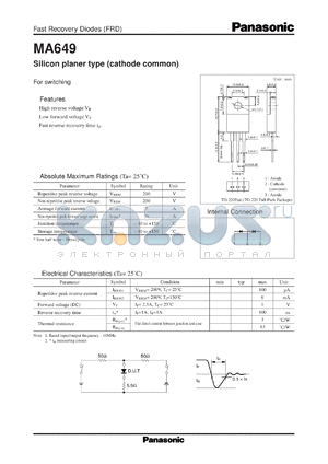 MA3F649 datasheet - Silicon planer type (cathode common) fast recovery diode