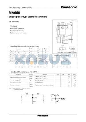 MA3F650 datasheet - Silicon planer type (cathode common) fast recovery diode