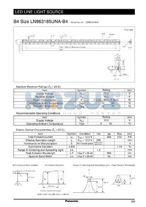 LNR314401 datasheet - LED lamp source for panel display unit. Manuscript size (B4 Type)