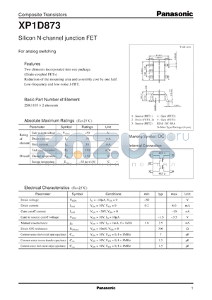 XP0D873 datasheet - Silicon N-channel junction FET