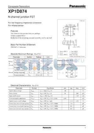 XP0D874 datasheet - Silicon N-channel junction FET