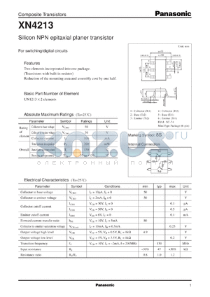 XN04213 datasheet - Silicon NPN epitaxial planer transistor