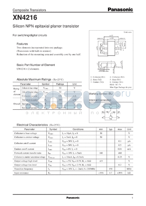 XN04216 datasheet - Silicon NPN epitaxial planer transistor