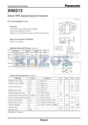 XN06213 datasheet - Silicon NPN epitaxial planer transistor