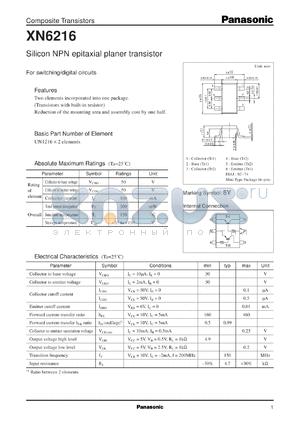 XN06216 datasheet - Silicon NPN epitaxial planer transistor