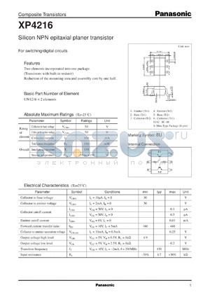 XP04216 datasheet - Silicon NPN epitaxial planer transistor