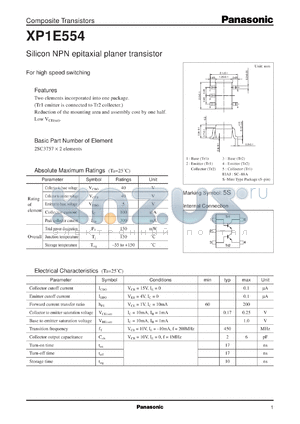 XP0E554 datasheet - Silicon NPN epitaxial planer transistor