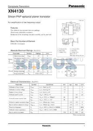 XN04130 datasheet - Silicon PNP epitaxial planer transistor