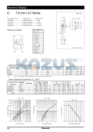 LNM373ZA01 datasheet - Numeric display visible light emitting diode. Numeric Size (7.6mm, 0.3inch, 1-Element Type)