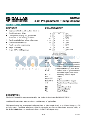DS1023-25 datasheet - 8 bit Programmable Timing Element