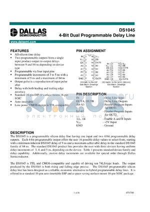 DS1045S-4 datasheet - 4 bit Dual Programmable Delay Line