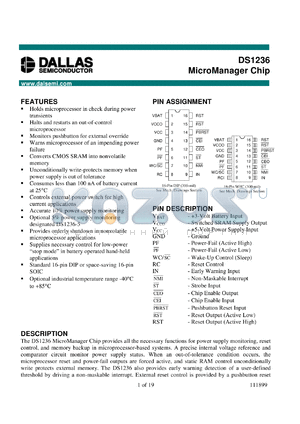 DS1236-10 datasheet - MicroManager Chip