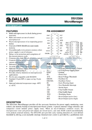 DS1238A-10 datasheet - MicroManager