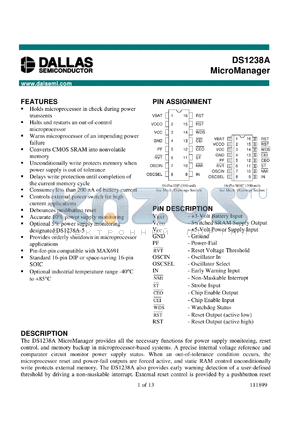 DS1238A-10N datasheet - MicroManager