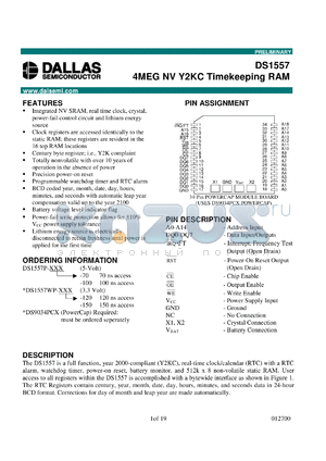 DS1553P-100 datasheet - 4MEG NV Y2KC Timekeeping RAM